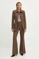 Vlněné kalhoty Remain Herringbone Flare Pants hnědá barva, zvony, high waist, 5018622977