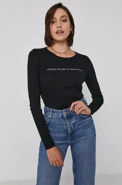 Bavlněné tričko s dlouhým rukávem United Colors of Benetton