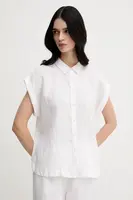 Lněná košile United Colors of Benetton béžová barva, regular, s klasickým límcem