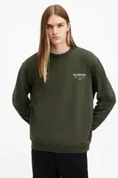 Bavlněná mikina AllSaints UNDERGROUND pánská, zelená barva, s potiskem, M033NB