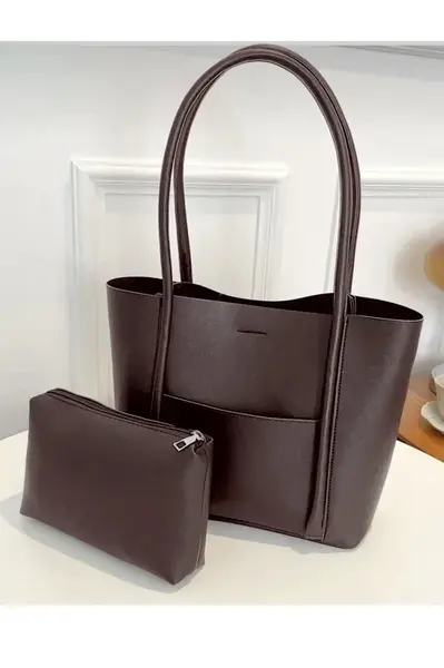 97735 Dewberry Classic Womens Shoulder Bag with Wallet-KAHVE