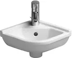 Duravit Starck 3 - Umývadielko rohové 43x38 cm, s 1 otvorom na batériu, s WonderGliss, biela 07524400001