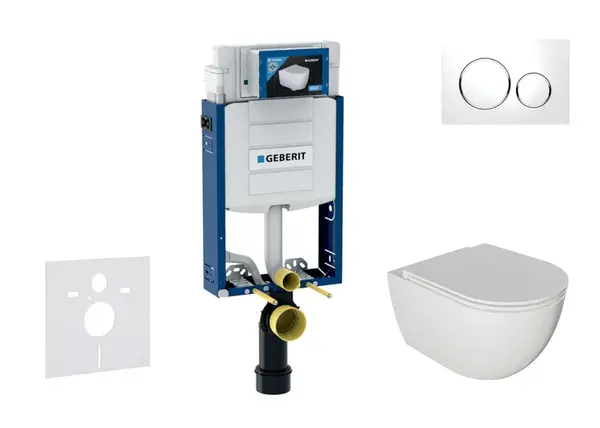Geberit Kombifix - Set předstěnové instalace, klozetu Oudee a sedátka softclose, tlačítko Sigma20, bílá/chrom SANI15CA3111