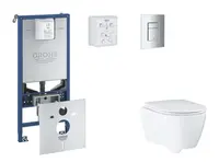 Grohe Rapid SLX - Set predstenovej inštalácie, klozetu, dosky SoftClose a tlačidla Skate Cosmopolitan, matný chróm SANI11BB2111
