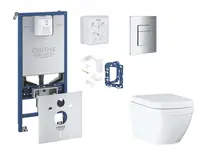 Grohe Rapid SLX - Set predstenovej inštalácie, klozetu, dosky SoftClose, tlačidla Skate Cosmopolitan a súpravy na vhadzovanie tabliet, Triple Vortex, 