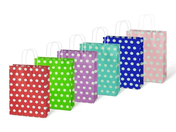 Taška MFP dárková M kraft 210x270x110 puntík mix