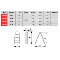 Schůdky Al, 3 příčky, nosnost 120 kg, ALVE ENPRO