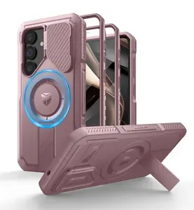 Dexnor MagSafe 360 Kickstand Camprotector obal Samsung Galaxy S25 Plus, růžový