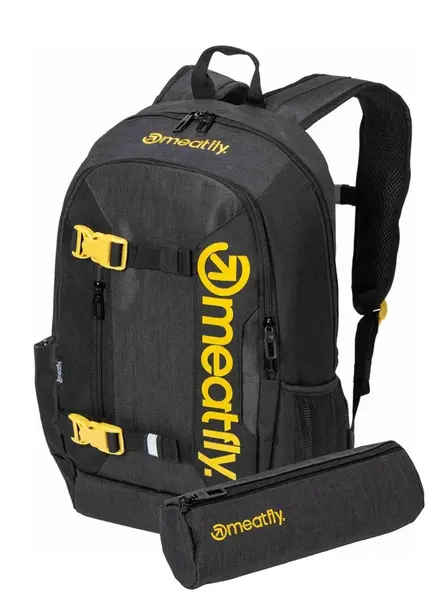 Meatfly batoh Basejumper Black / Charcoal Heather 22 L + PENÁL ZDARMA | Černá | Objem 22 L