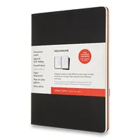 Zošity Moleskine Subject Cahier - tvrdé dosky XL, čistý, 2 ks, čierna/vínová