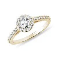 Diamantový prsteň halo zo žltého zlata KLENOTA