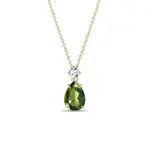 Zlatý náhrdelník s vltavínem a briliantem KLENOTA