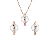 Perlová souprava v růžovém zlatě KLENOTA