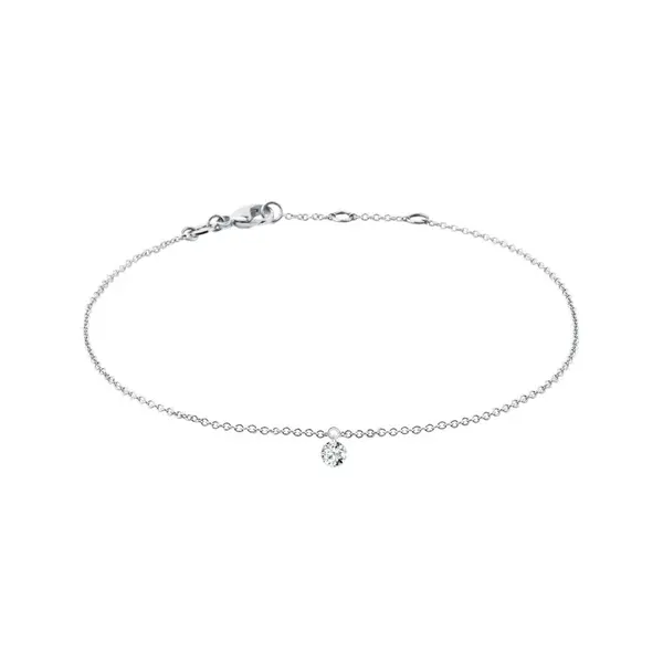 Řetízkový náramek s provrtaným diamantem v bílém zlatě KLENOTA