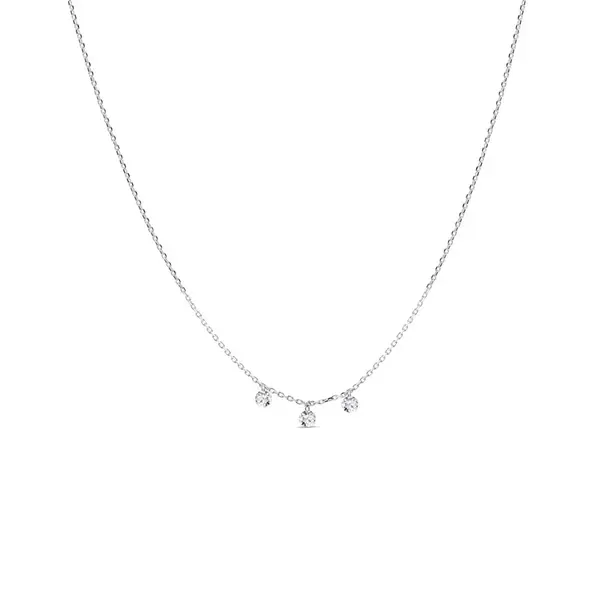 Náhrdelník se třemi lab grown diamanty v bílém zlatě KLENOTA