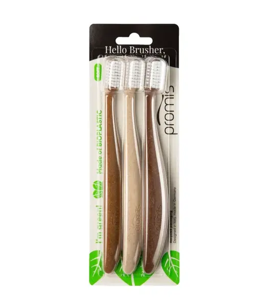 Promis Zubní kartáček Soft 3 ks Wood Love