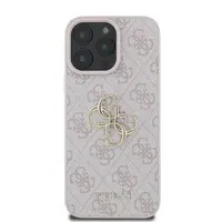 Zadní kryt Guess PU 4G Metal Logo pro Apple iPhone 16 Pro, růžová
