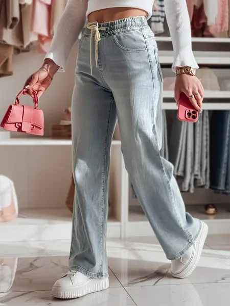 Spodnie damskie jeansowe wide leg STEREO niebieskie Dstreet