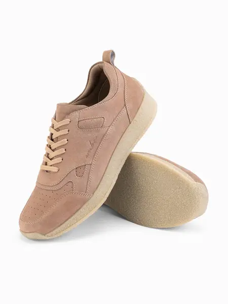 Ombre Men's lightweight suede sports style sneakers - beige