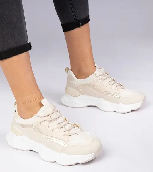 Gemre Beige women's sneakers with golden detail Kella