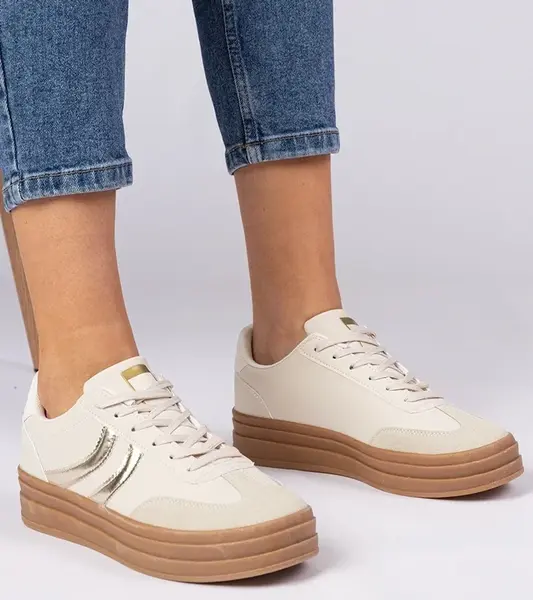 Gemre Beige women's sneakers with gold detail Melly
