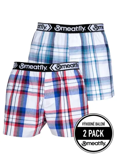 Meatfly pánské boxerky Gigi White Red / Blue | Bílá | Velikost M