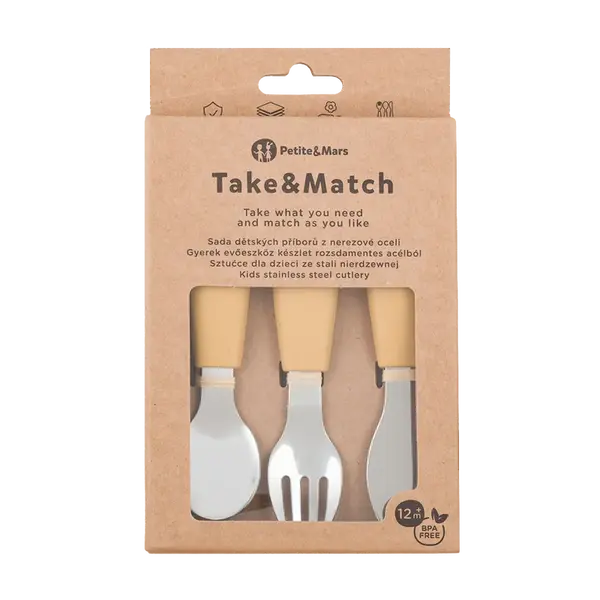 PETITE&MARS Sada příborů z nerezové oceli Take&Match Intense Ochre 12m+