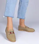 Gemre Green eco-leather moccasins with Kalenda ornament