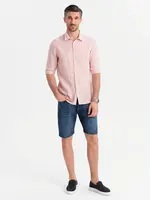 Ombre Men's denim shorts with classic cut - dark blue
