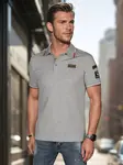 Pánské polo triko s nášivkami, šedé