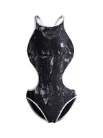 ARENA Jednodielne plavky 'LACQUER'  tmavosivá / čierna / biela