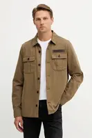 Bavlněná košilová bunda Aeronautica Militare zelená barva, přechodná, AC0036UCT04233