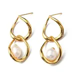 Natural Pearl Beaded Twist Teardrop Dangle Stud Earrings