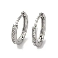 Ion Plating(IP) Brass Micro Pave Clear Cubic Zirconia Hoop Earrings for Women