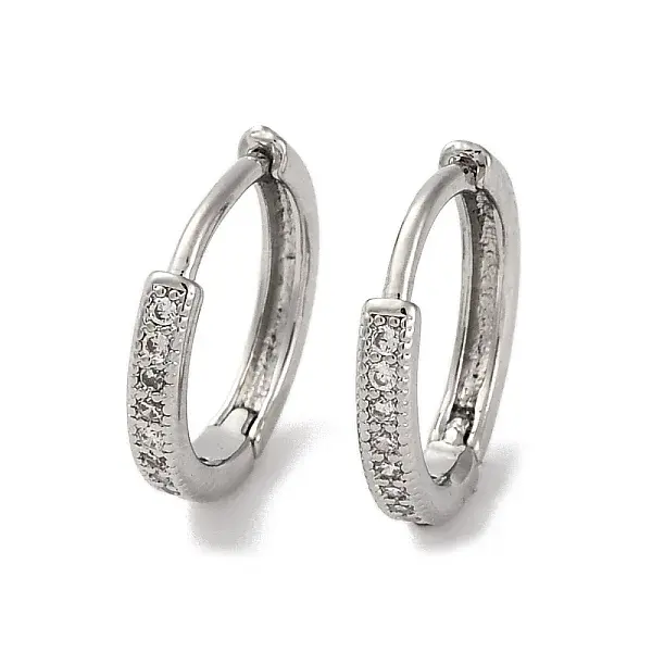 Ion Plating(IP) Brass Micro Pave Clear Cubic Zirconia Hoop Earrings for Women