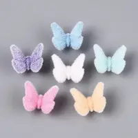 Flocking Opaque Acrylic Butterfly Beads