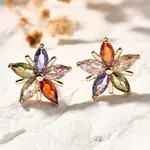 Brass Micro Pave Cubic Zirconia Stud Earrings