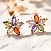 Brass Micro Pave Cubic Zirconia Stud Earrings