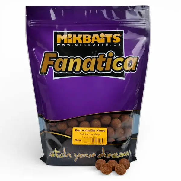 Mikbaits boilie fanatica krab ančovička mango - 300 g 40 mm