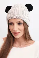Dámská zimní čepice s bambulkami Kesi K433 béžová
