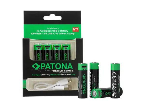 Baterie AA (R6) nabíjecí 1,5V/2000mAh PATONA PT1410 4ks - rozbaleno - natržený obal