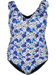 Swim by Zizzi Jednodielne plavky 'Skitrin'  modrá / svetlomodrá / žltá / orgovánová