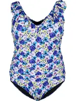 Swim by Zizzi Jednodielne plavky 'Skitrin'  modrá / svetlomodrá / žltá / orgovánová