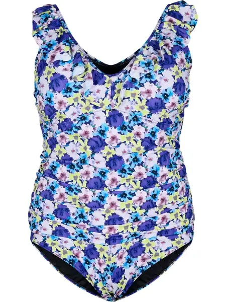 Swim by Zizzi Jednodielne plavky 'Skitrin'  modrá / svetlomodrá / žltá / orgovánová