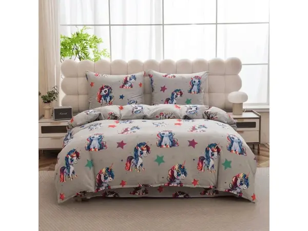 Obliečky mikroplyš CUTE UNICORN sivá Rozmer obliečky: 70 x 80 cm | 140 x 200 cm