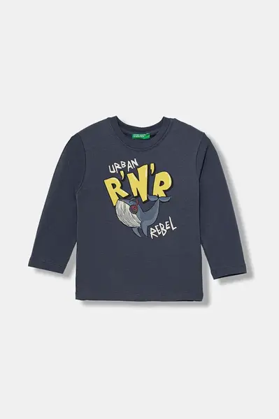 Dětské bavlněné tričko s dlouhým rukávem United Colors of Benetton