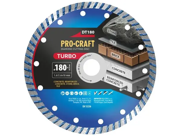Kotouč řezný diamantový 180mm PROCRAFT DT180 Turbo