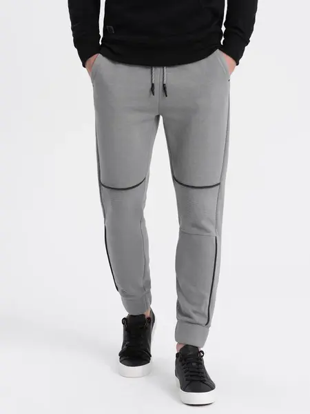 Ombre Men's sweatpants with contrast stitching - gray