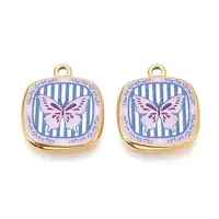 Printed Style 304 Stainless Steel Square Pendants