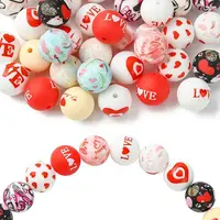 50Pcs Valentine's Day Heart Pattern Silicone Focal Beads